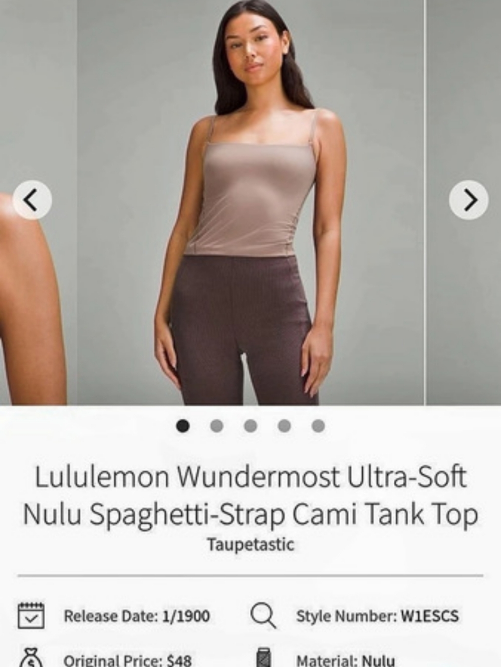 Lululemon Nulu Spaghetti-Strap Camisole Spaghetti-Strap Camisole in Cream